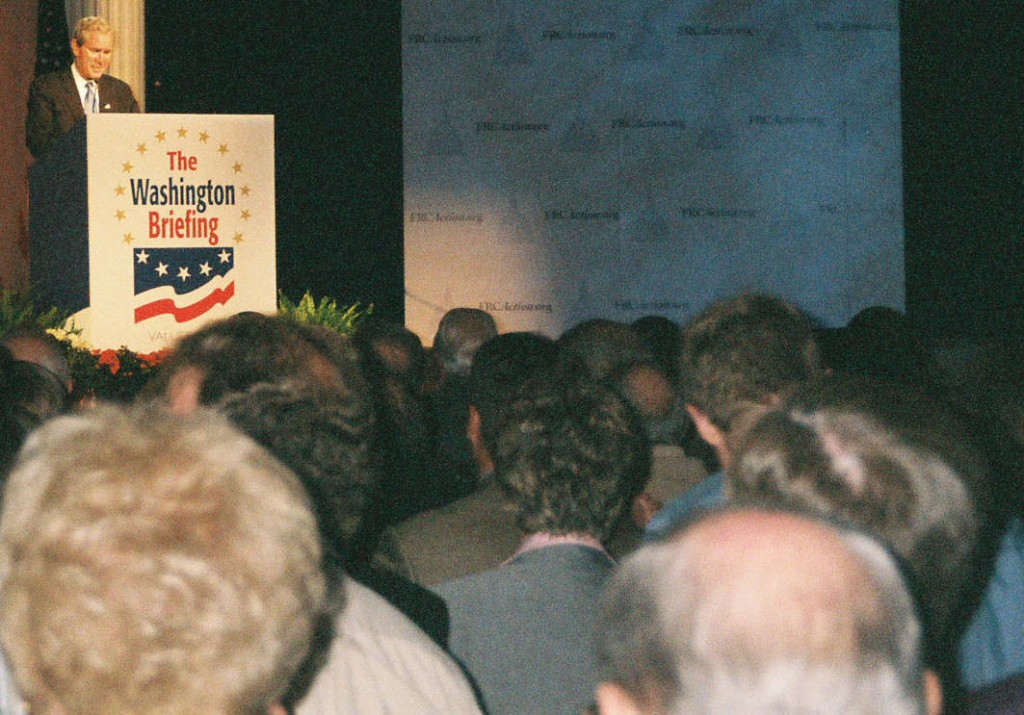 President George W. Bush impersonator playing "Mr. President"